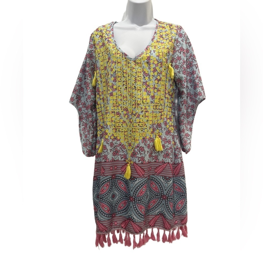 MISSLOOK Green and Red V-Neck Sundress, size Small